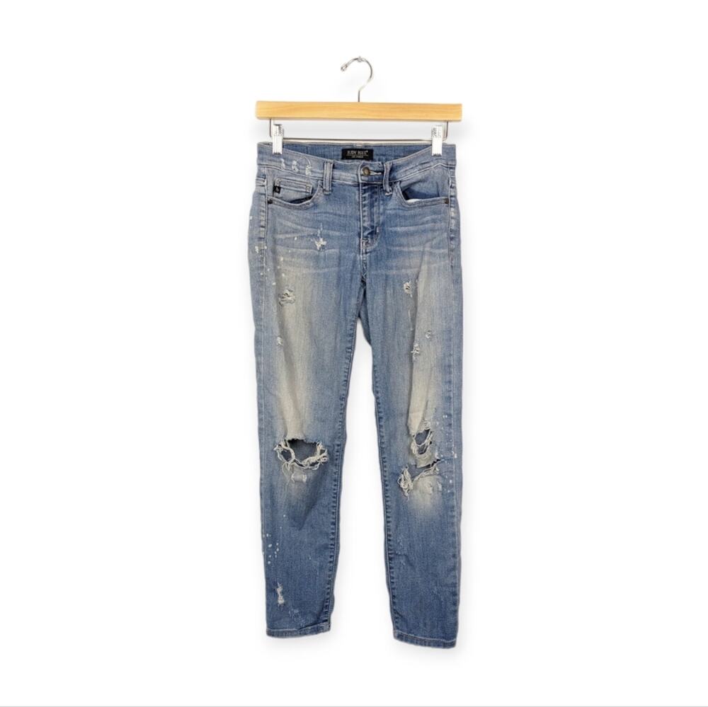 Judy Blue Womens Denim Light Wash Denim Distressed Ankle Jeans Size 25